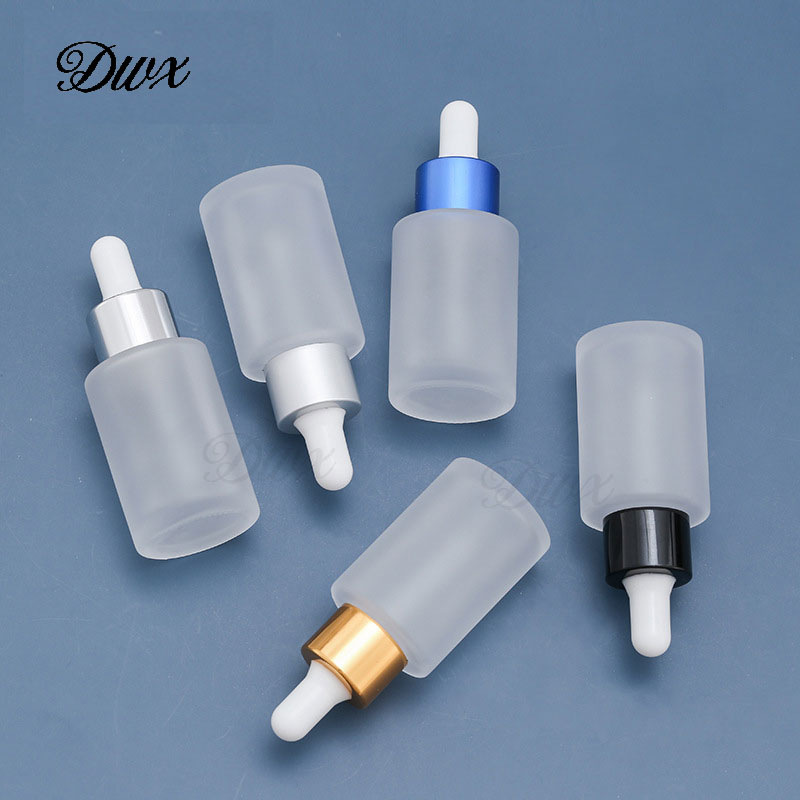 5pcs/lot Metal Head Frosted Dropper Glass Bottle Aromatherapy Liquid for Essence Massage Oil Serum Pipette Refill High-grade