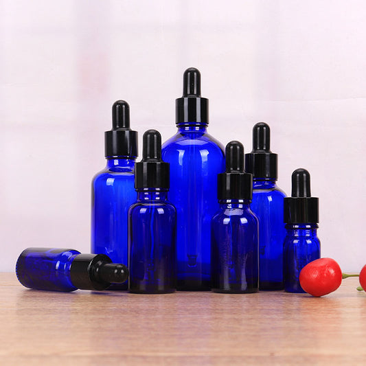 10pcs/lot 5-100Ml Black Metal Cap Dropper Blauw Glazen Fles Refill Diy Essentie Basic Massage Kruiden Gezicht Lichaam Oliën serum Parfum Huidverzorging