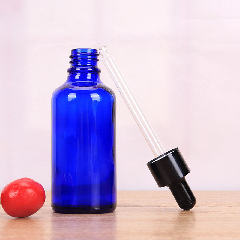 10pcs/lot 5-100Ml Black Metal Cap Dropper Blauw Glazen Fles Refill Diy Essentie Basic Massage Kruiden Gezicht Lichaam Oliën serum Parfum Huidverzorging