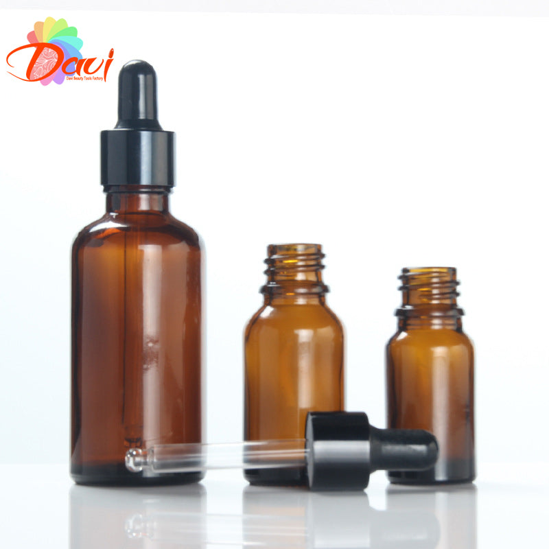 10pcs/lot 5-100ml Black Metal Cap Refill Dropper Amber Glass Bottle Essence Massage Plant oil Serum Aromatherapy Liquid Pipette Skincare
