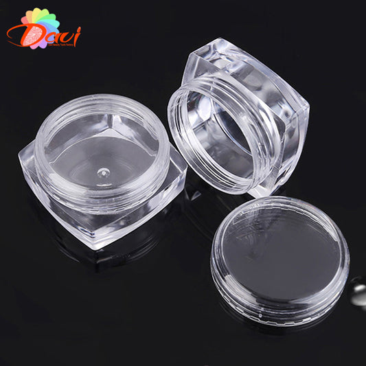 50pcs plastic clear refillable bottles transparent small square bottle with lid jars nail container for cream/liquid storage