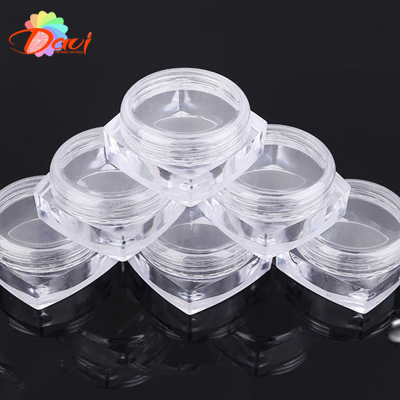 50pcs plastic clear refillable bottles transparent small square bottle with lid jars nail container for cream/liquid storage