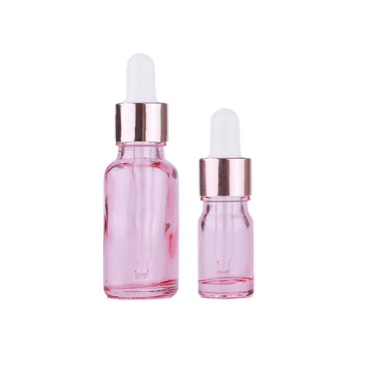 5ml-100ml Rose-Gold Cap Pink Glass Dropper Bottles Pipette For Essence Massage Facial Oil Serum Gel Refillable Container