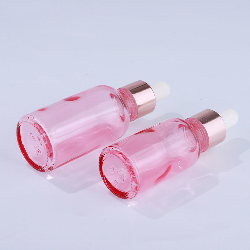 5ml-100ml Rose-Gold Cap Pink Glass Dropper Bottles Pipette For Essence Massage Facial Oil Serum Gel Refillable Container