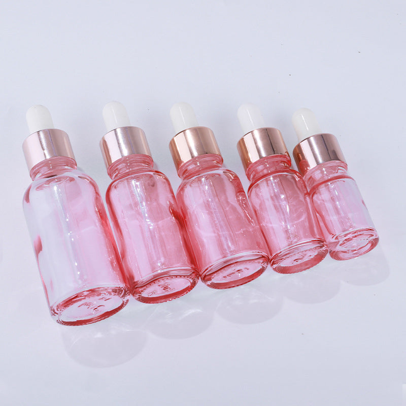 5ml-100ml Rose-Gold Cap Pink Glass Dropper Bottles Pipette For Essence Massage Facial Oil Serum Gel Refillable Container