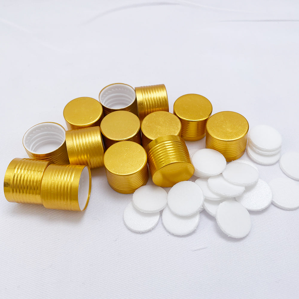 60Pcs/Lot Golden Aluminium Screw Cover Cap Fitting For Essence Oil/Serum Bottles Accessory18mm Bottle Mouth Sealing Up