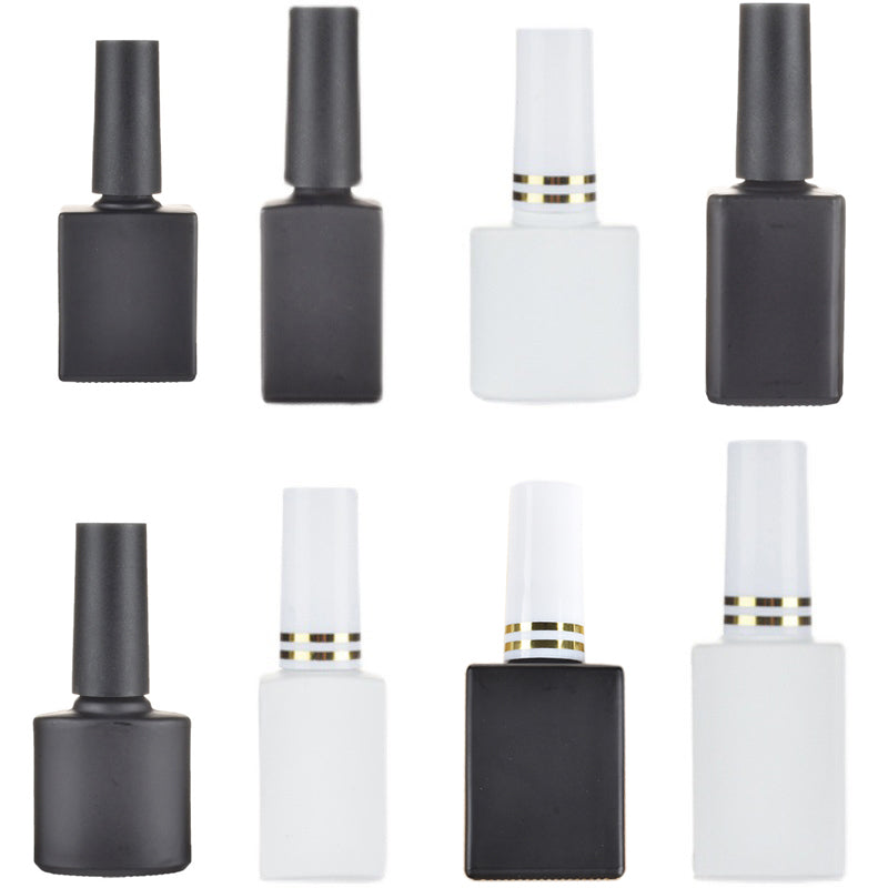 7/10/15ML Empty Glass Nail Gel Bottle Matt Black/White Filling Nail Polish/Glue/Sealing/Basic Oils Light-resistant Good Storage