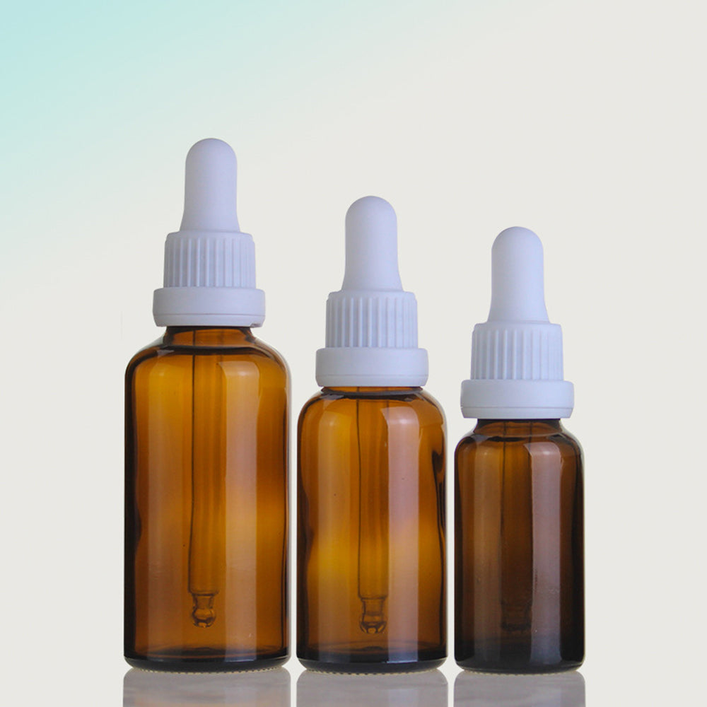 10pcs/lot Amber Glass Dropper Bottle Black/White Security Cap Essence/Massage/Herbal Oil Serum Aromatherapy Eye Gel Pipette Refill