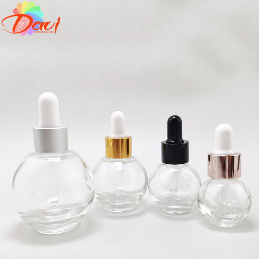 Ball-Shape Dropper Glass Bottle Spherical Refill Metal Cap Essence Massage Oils Serum Aromatherapy Liquid for Pipette