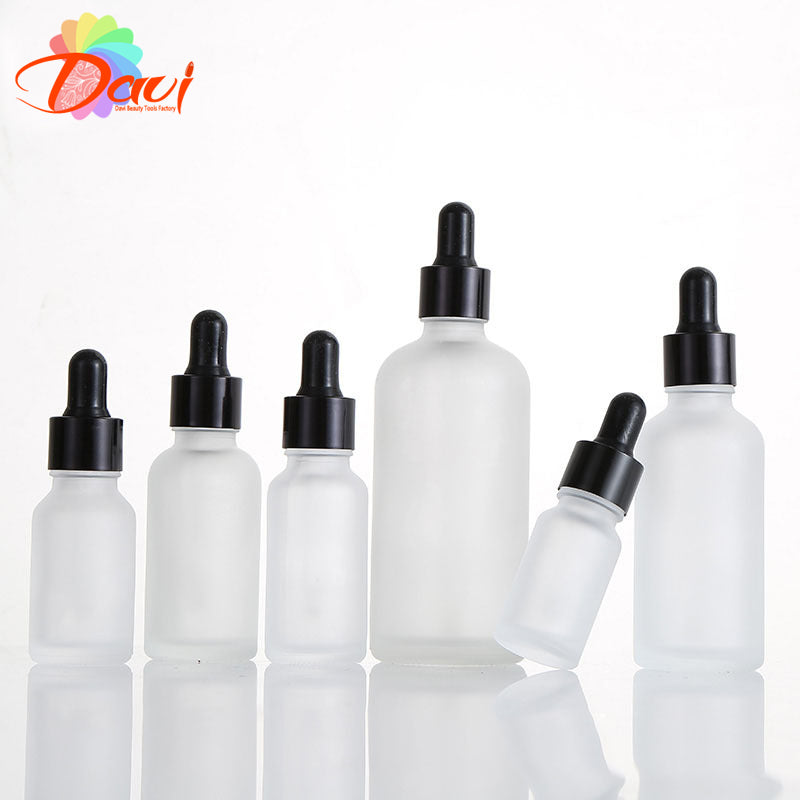 Black Metal Cap Dropper Pipette Fosted Glass Bottle Refill Essential Massage Oils Serum Perfume Aromatherapy Liquid Skincare