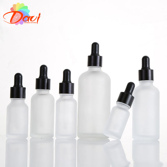 Black Metal Cap Dropper Pipette Fosted Glass Bottle Refill Essential Massage Oils Serum Perfume Aromatherapy Liquid Skincare