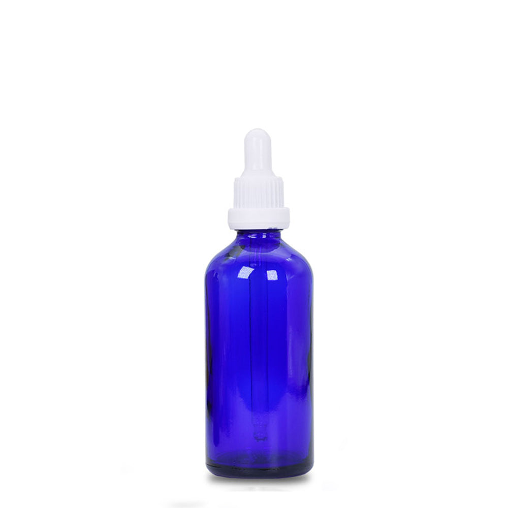 Blue Glass Dropper Bottle Black/White Security Cap Refill DIY Essence Basic Massage Herbal Face Body Oils Serum Perfume Skincare