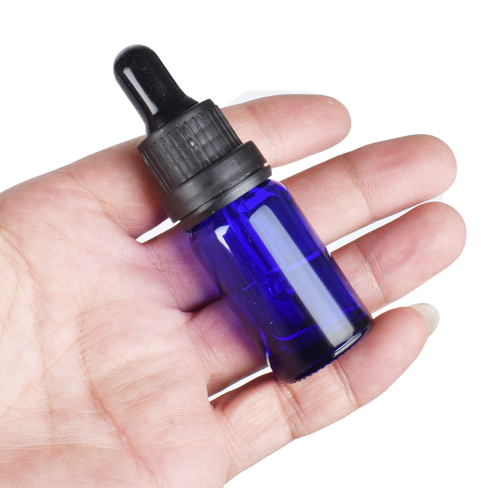 Blue Glass Dropper Bottle Black/White Security Cap Refill DIY Essence Basic Massage Herbal Face Body Oils Serum Perfume Skincare
