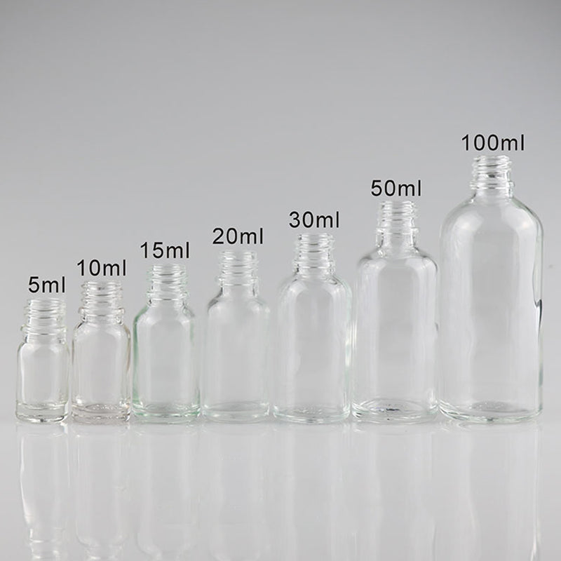 Clear Glass Oil Bottle Double Children Safety Press Open Drop Refill Essence Basic Massage Herbal Face Body Oils Perfume Serum