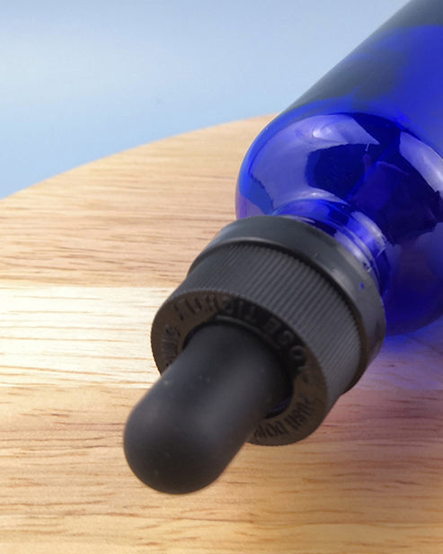 Double Security Children safe Press-Open Blue Glass Dropper Pipette Bottle Hydolat Essence Serun Oils Perfume Refill Recycle