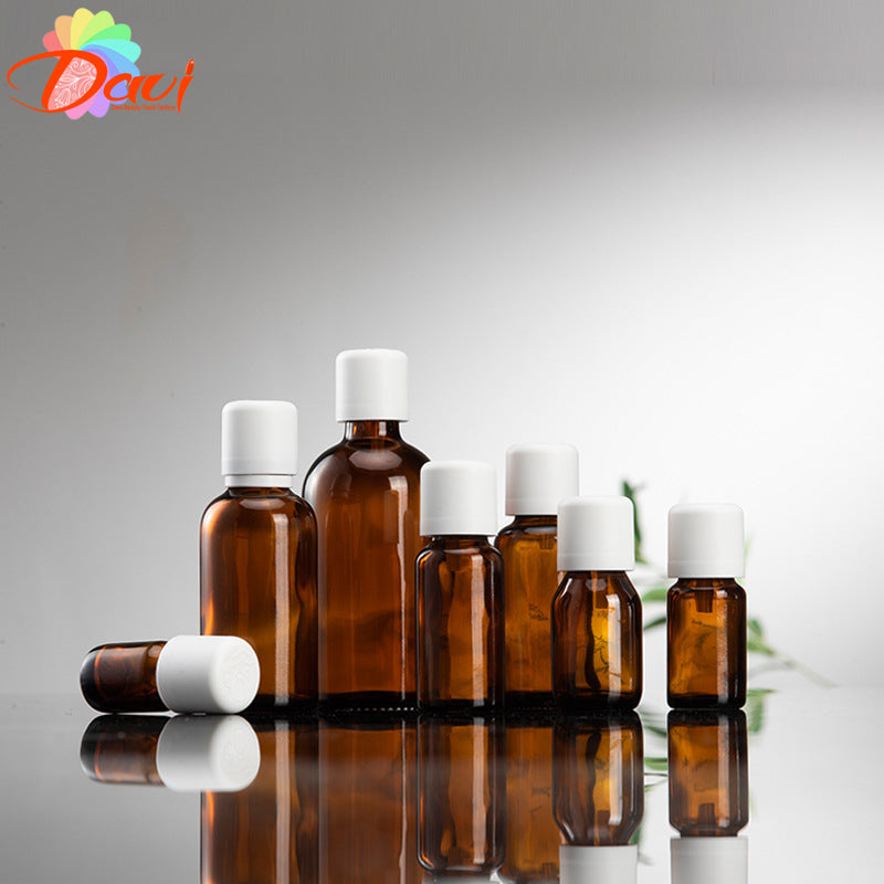 Drop Amber Glass Bottle Double Children Safety Cap Press Open Refill Essence Basic Massage Herbal Body Oil Perfume Leakproof