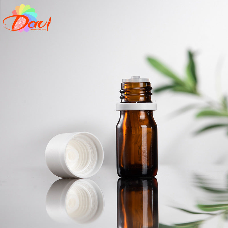 Drop Amber Glass Bottle Double Children Safety Cap Press Open Refill Essence Basic Massage Herbal Body Oil Perfume Leakproof