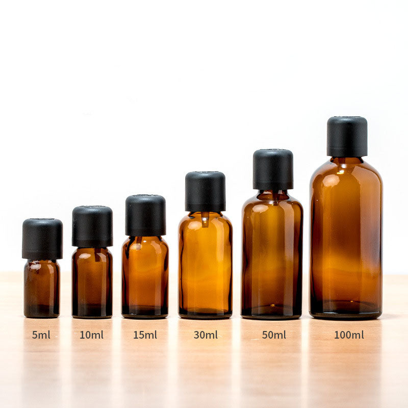 Drop Amber Glass Bottle Double Children Safety Cap Press Open Refill Essence Basic Massage Herbal Body Oil Perfume Leakproof