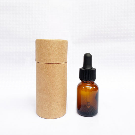 Fat Amber Oil Dropper Bottle W/Round Cardboard Gift Box Essence Massage Perfume Box Packing Kraft Paper Tube 10/15/20/30ml
