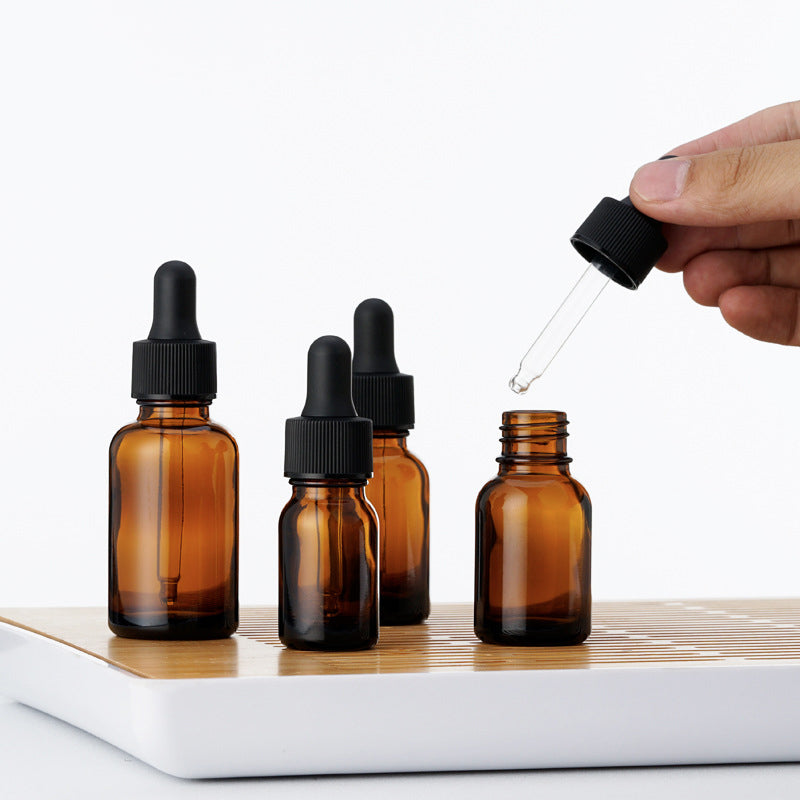 Fat Amber Oil Dropper Bottle W/Round Cardboard Gift Box Essence Massage Perfume Box Packing Kraft Paper Tube 10/15/20/30ml