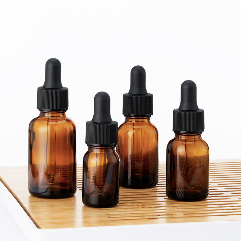 Fat Amber Oil Dropper Bottle W/Round Cardboard Gift Box Essence Massage Perfume Box Packing Kraft Paper Tube 10/15/20/30ml