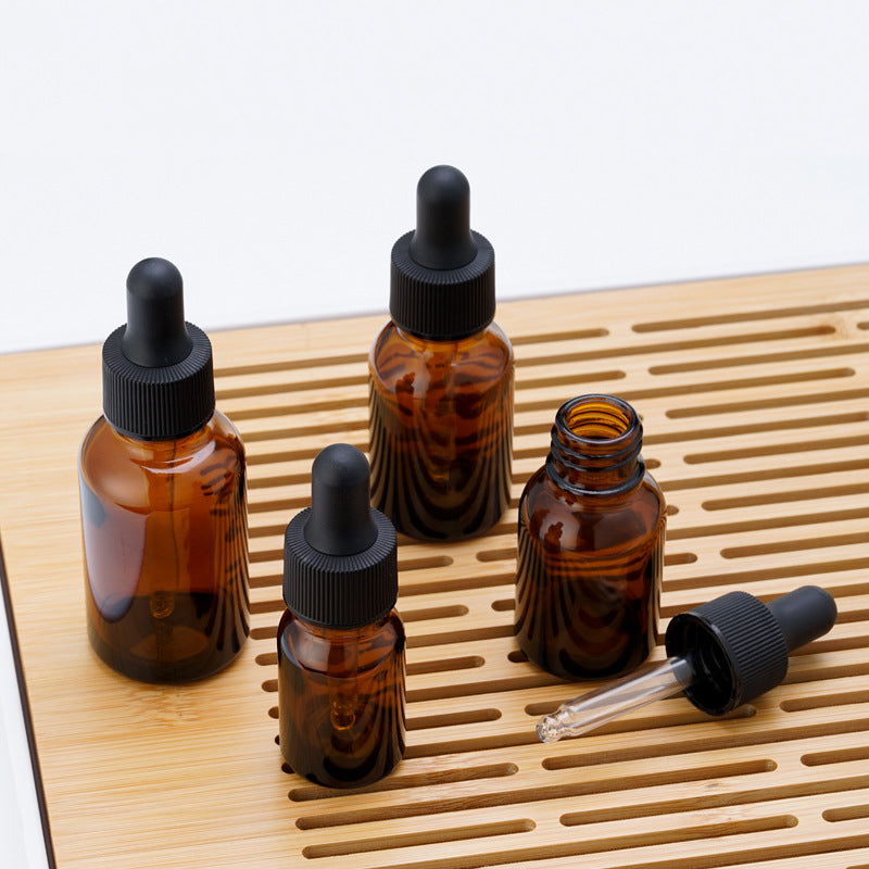 Fat Amber Oil Dropper Bottle W/Round Cardboard Gift Box Essence Massage Perfume Box Packing Kraft Paper Tube 10/15/20/30ml