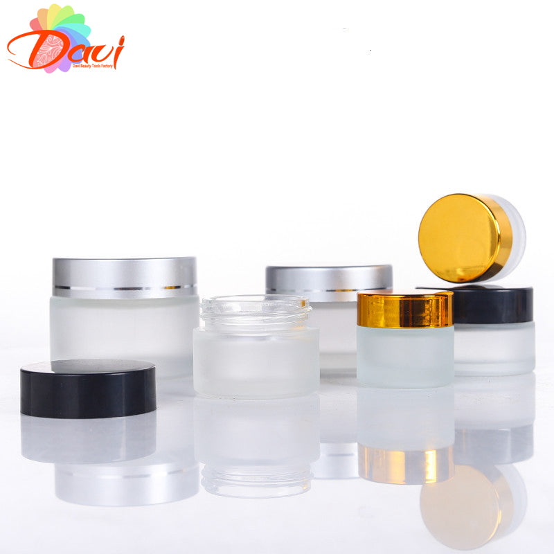 Frosted Glass Cream Jar Black/Silver/Golden Metal Lid Cosmetic Face/Handcream Mask Lotion Gel Pots Refillable Bottle Skincare