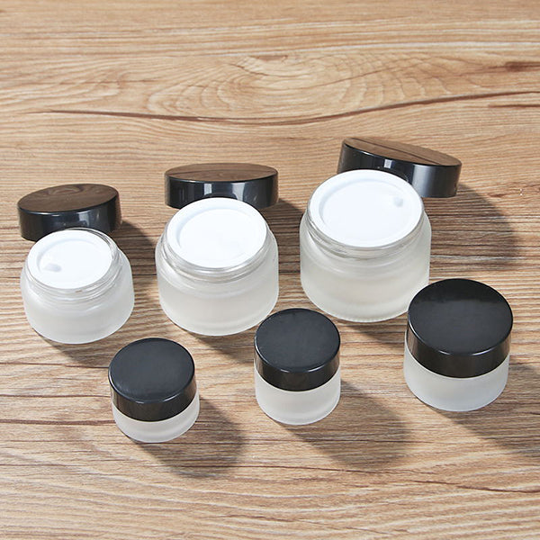 Frosted Glass Cream Jar Black/Silver/Golden Metal Lid Cosmetic Face/Handcream Mask Lotion Gel Pots Refillable Bottle Skincare