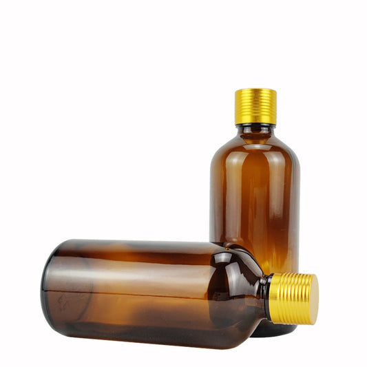 Glass Oil Bottle W/Golden Aluminium Screw Cover/Cap For Essence Oils/Serum Sealing Up Hair Skincare Cosmetics Packaging