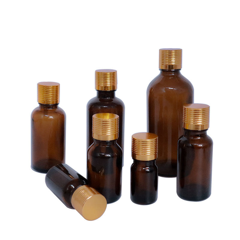 Glass Oil Bottle W/Golden Aluminium Screw Cover/Cap For Essence Oils/Serum Sealing Up Hair Skincare Cosmetics Packaging