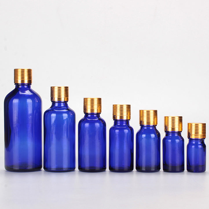 Glass Oil Bottle W/Golden Aluminium Screw Cover/Cap For Essence Oils/Serum Sealing Up Hair Skincare Cosmetics Packaging
