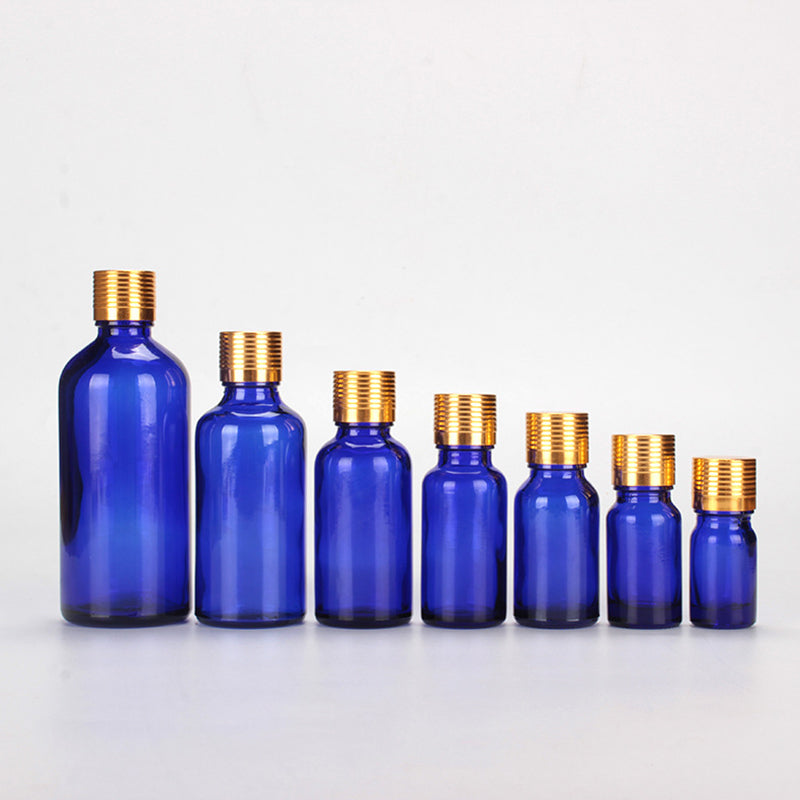 Glass Oil Bottle W/Golden Aluminium Screw Cover/Cap For Essence Oils/Serum Sealing Up Hair Skincare Cosmetics Packaging