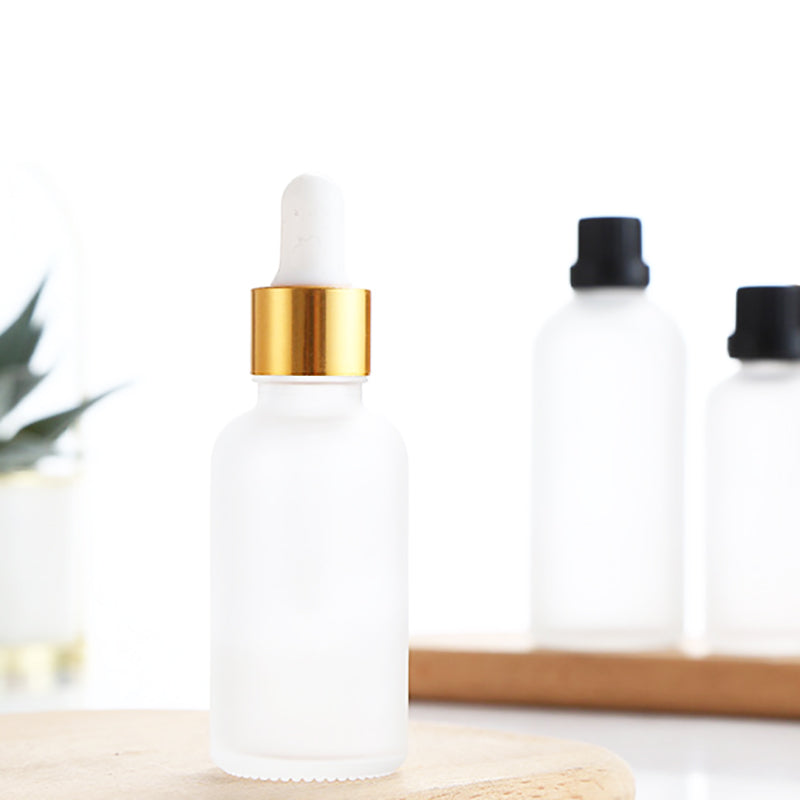 Golden Cap Refillable Dropper Bottle Frosted essential oil Glass Aromatherapy Liquid 5-100ml Drop for massage Pipette Bottles