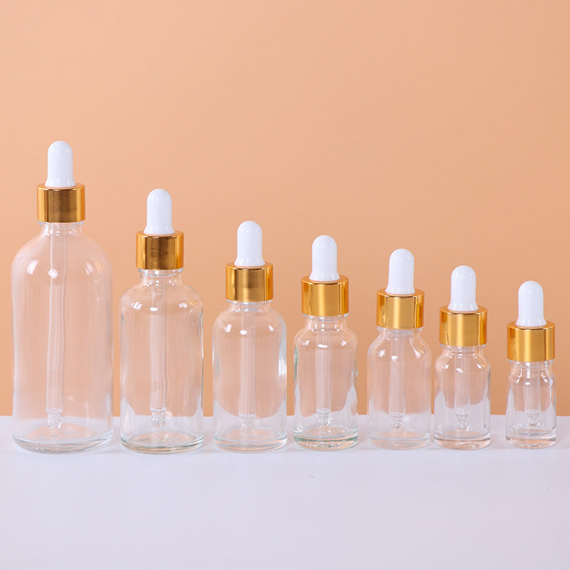 Golden Cap Refillable Dropper Bottle Frosted essential oil Glass Aromatherapy Liquid 5-100ml Drop for massage Pipette Bottles