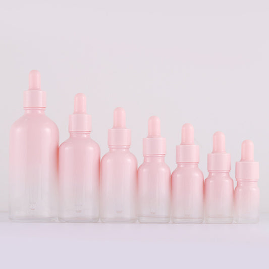 Gradual Change Glass Dropper/Pipette Bottle Milky Pink  For Aromatherapy Essence Massage Facial Oil Serum Gel Refill Container