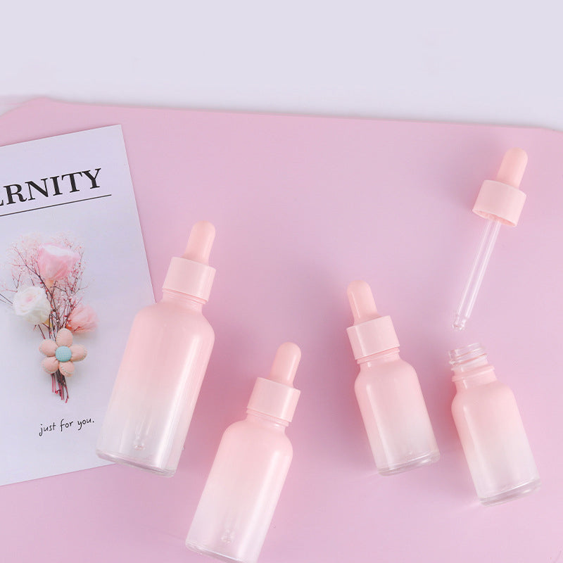 Gradual Change Glass Dropper/Pipette Bottle Milky Pink  For Aromatherapy Essence Massage Facial Oil Serum Gel Refill Container