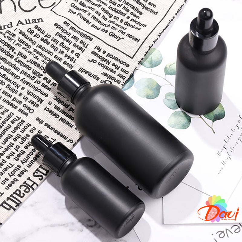 Light-Resistant Metal Cap Dropper Peppite Black Glass Bottle Refill Essence Basic Massage Herbal Face Body Oil Perfume Skincare