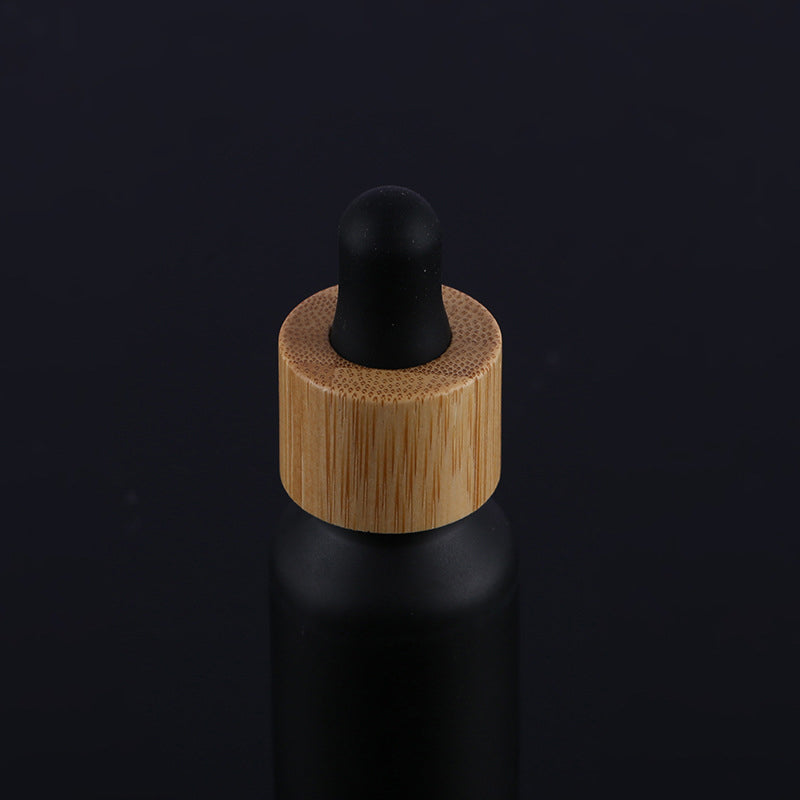 Matt Black Glass Dropper Bottle Natural Bamboo Cap Avoid Light preservation Refill Essence Massage Face Oil Aromatherapy Liquid