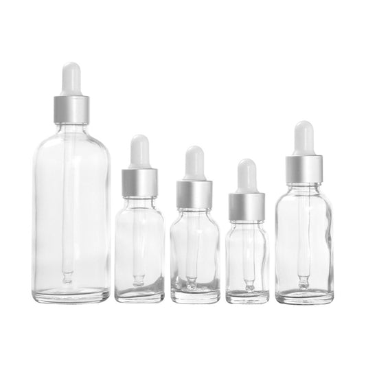 Matt Silver Cap Refillable Dropper/Pipette Clear Glass Bottle Refill Massage Oils Aromatherapy Liquid  Essence/ Serum Skincare