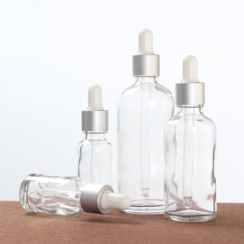 Matt Silver Cap Refillable Dropper/Pipette Clear Glass Bottle Refill Massage Oils Aromatherapy Liquid  Essence/ Serum Skincare
