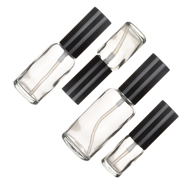 Mirror Black Metal Cap Glass Spray Bottle Clear Frosted Perfume/Toner/Hydrolat Water Makeup Sprayer Travel Skincare Refill
