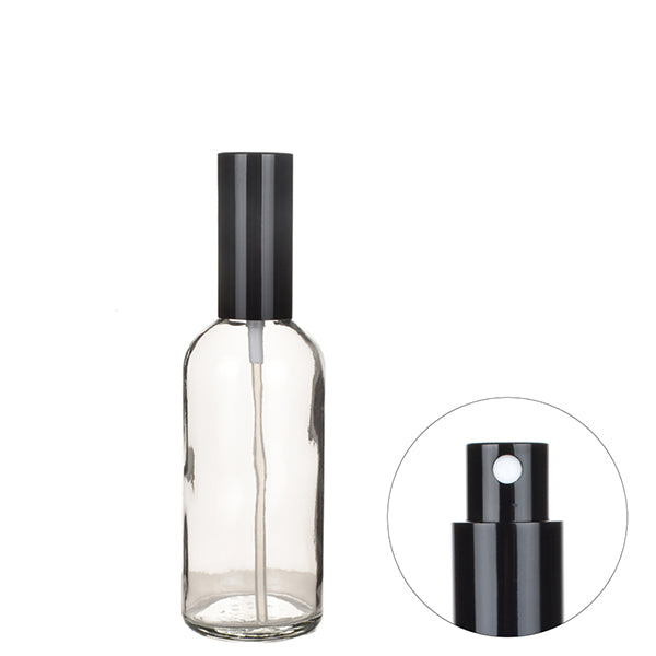 Mirror Black Metal Cap Glass Spray Bottle Clear Frosted Perfume/Toner/Hydrolat Water Makeup Sprayer Travel Skincare Refill