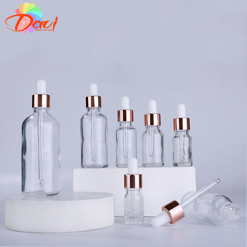 Rose-Golden  Refillable Dropper Bottle Frosted essential oil Glass Aromatherapy Liquid 5-100ml Drop for massage Pipette Bottles