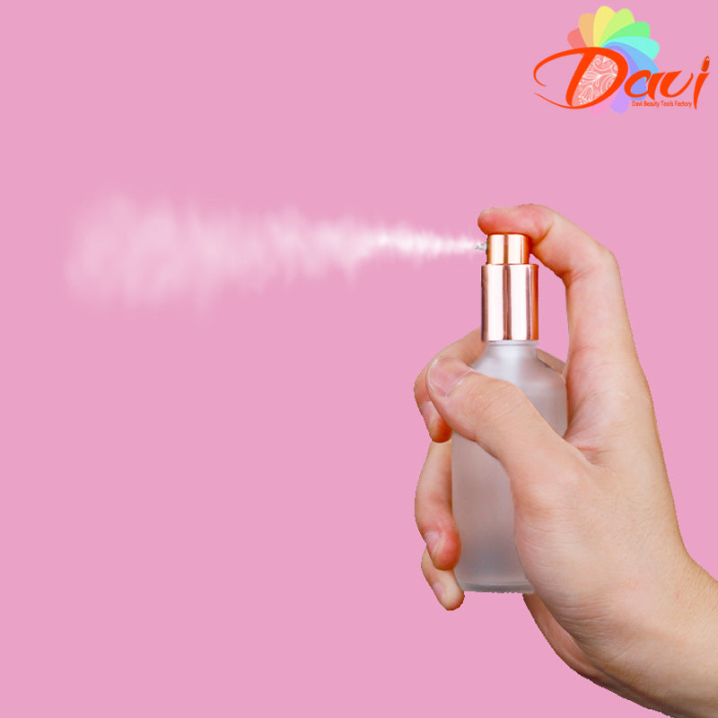 Rosepink Metal Cap Glass Spray Bottle Clear Frosted Pink Perfume/Toner/Hydrolat Water Makeup Sprayer Travel Skincare Refill