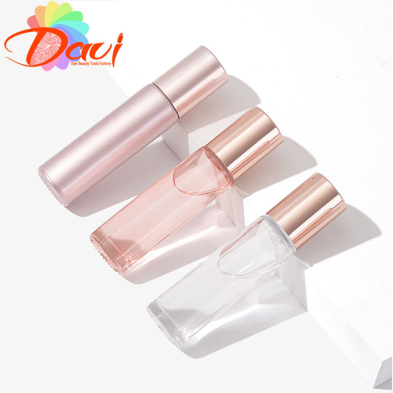 Set of 4 10ml Rosepink Glass Roller Bottles w/Matt Mirror Essence/Basic Oils Serum Roll on Ball Massage Perfume Refill Skincare